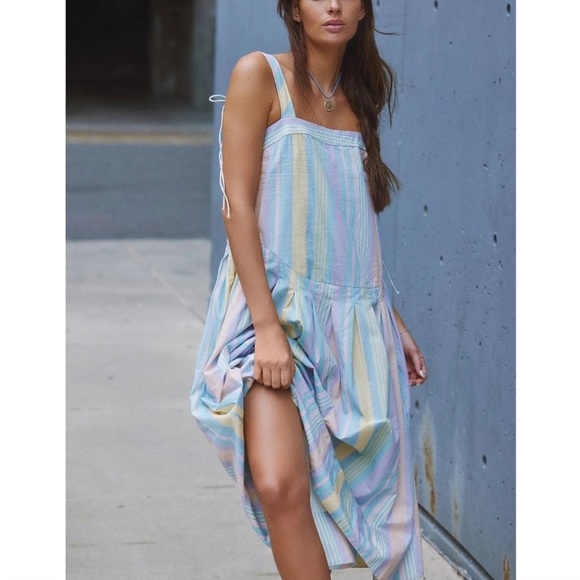 - Free People Pastel Striped Midi Dress - Picture 1 of 4